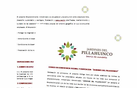 JARDINES DEL PILLAHUINCO Código de convivencia
